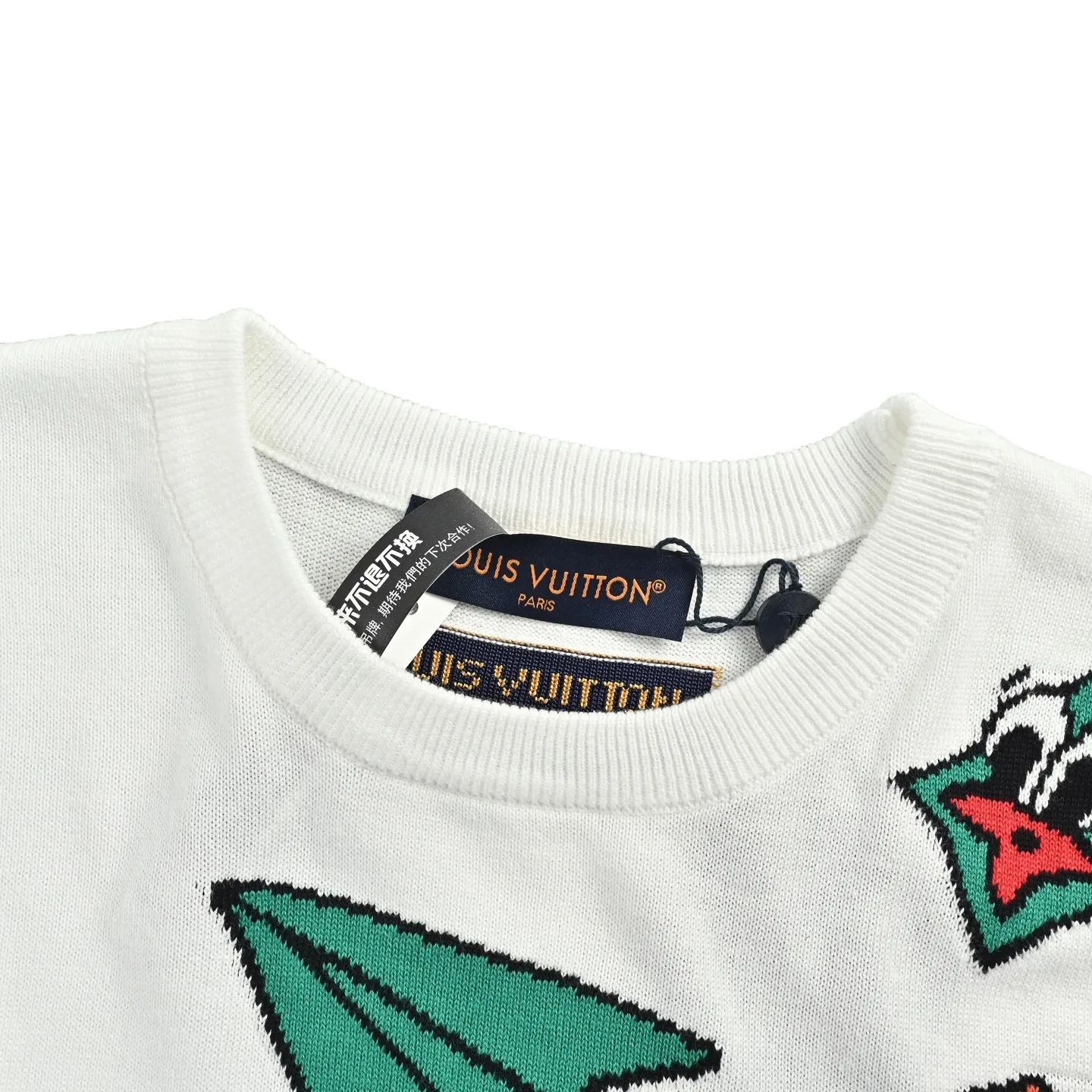 Louis Vuitton/Louis Vuitton aircraft jacquard round neck knitted short sleeves